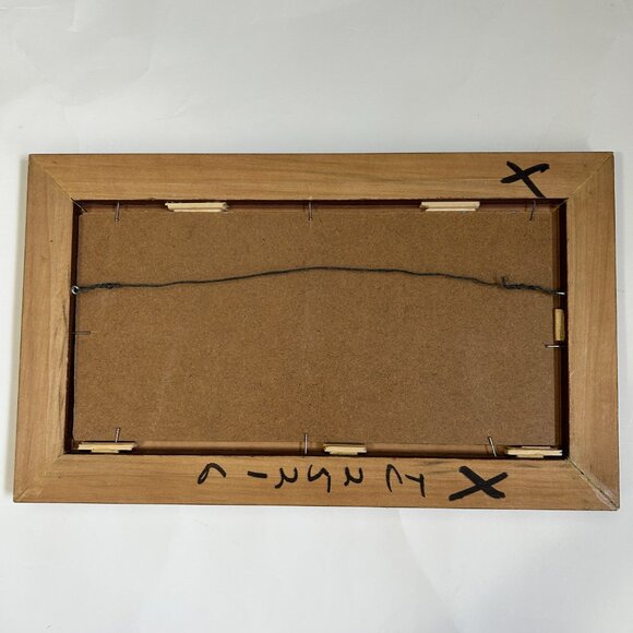 Vintage Framed Landscape Oil Painting Autumn Lake Scene Country Houses Singed - Picture 8 of 13